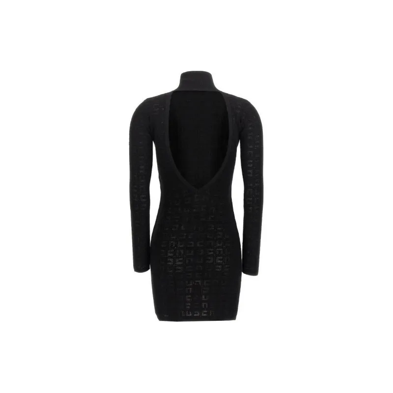 Elisabetta Franchi Logo Monogrammed Mesh Stitched Mini Dress-1