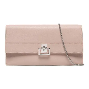 Furla Villa Grained Leather Clutch Bag Over The Shoulder Small Size Women's Pink