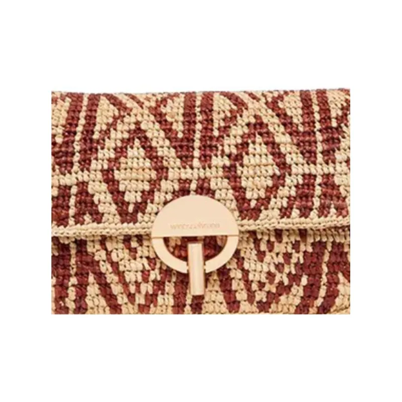 Vanessa Bruno Raffia Shoulder Bag Crossbody Bag Medium Size Women's Chestnut-1