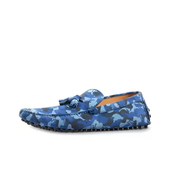 LOUIS VUITTON Palm Spring Moccasin Shoes 'Blue Camo With Logo Monogram'