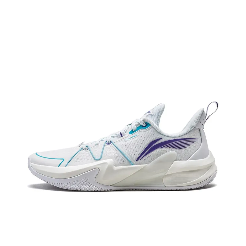LiNing Lightning Speed 1.5 1.5 Cushioning Wear Resistant Rebound Low Top Basketball Shoes Men's White Blue Purple-0