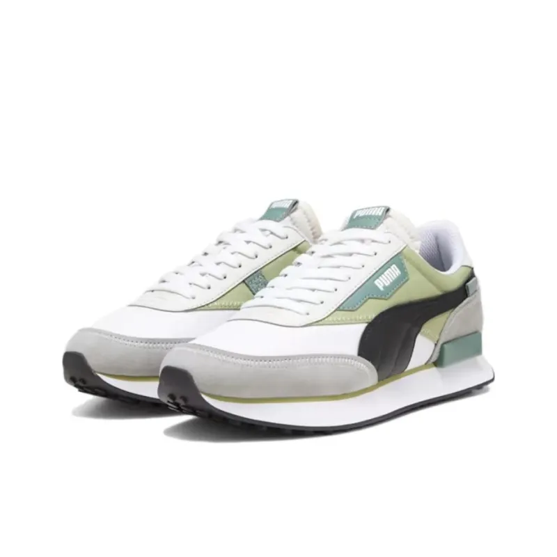 PUMA Future Rider Play On Wear-Resistant Low-Top Casual Shoes Men's White Green-2