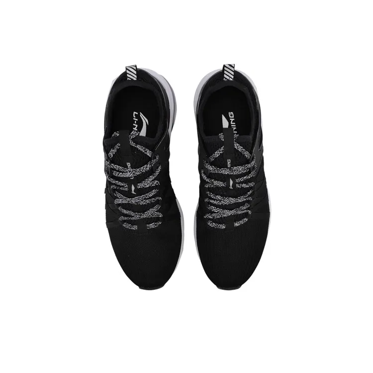 LiNing Bubble Cushioned Wear Resistant Slip Resistant Breathable Lightweight Low Top Casual Shoes Women's Black White-3