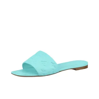 LOUIS VUITTON Revival Slide Slippers Women's Aqua Green