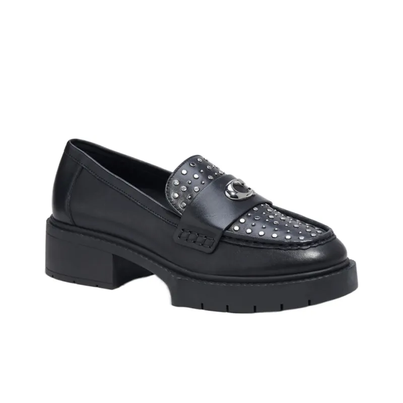 COACH Leela Loafers 4cm Women's Black-2