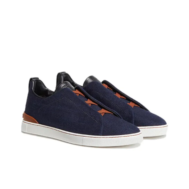 Zegna Triple Stitch Denim Sneakers-2