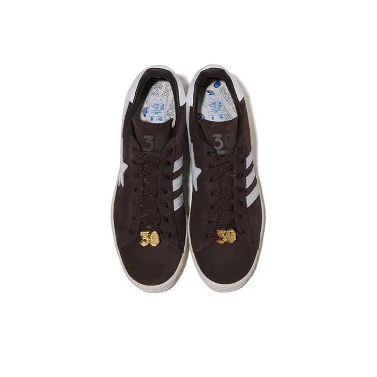 Adidas Originals x A BATHING APE Campus 80S Wear-Resistant Low-Top Skateboard Shoes Women's Coffee-4