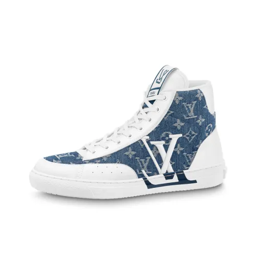 LOUIS VUITTON Charlie Skateboard Shoes Men High-Top Blue/White