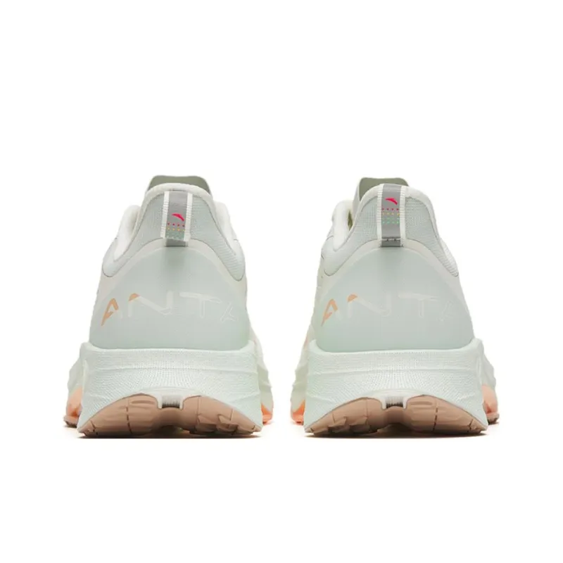 Anta MACH 3.0 Cushioned Slip Resistant Abrasion Resistant Low Top Casual Running Shoes Women's White Orange Green-3