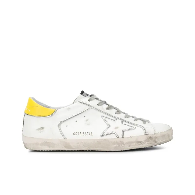 Golden Goose Super-Star Low-Top Skateboard Shoes Men's White Yellow Vintage Version-1