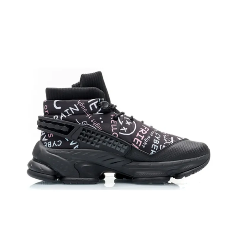 LiNing Countflow AMMO 'Black' Non slip Lightweight High Top Sports Casual Shoes Men's Black-1