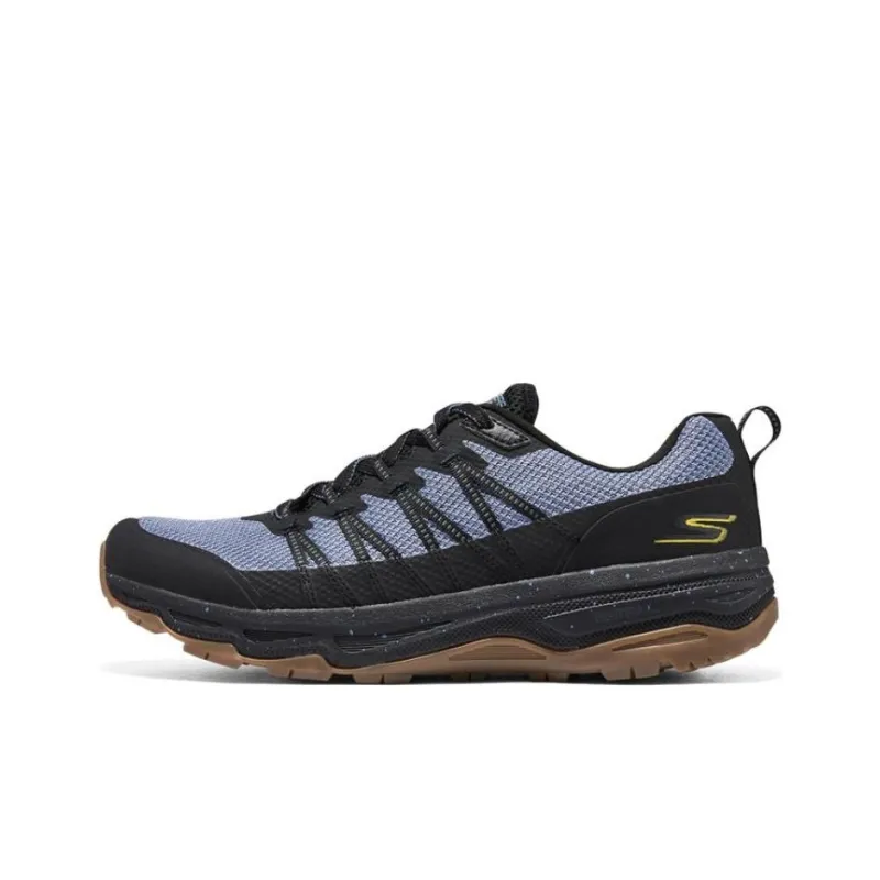 Skechers Go Run Trail Cushioning Anti-Slip Wear-Resistant Breathability Low-Top Running Shoes Men's Black Gray Color-0
