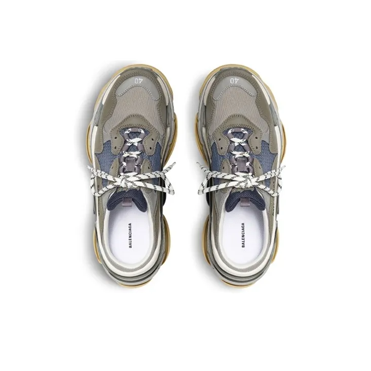 Balenciaga Triple S Mules 'Grey Blue Double Foam And Mesh'-3