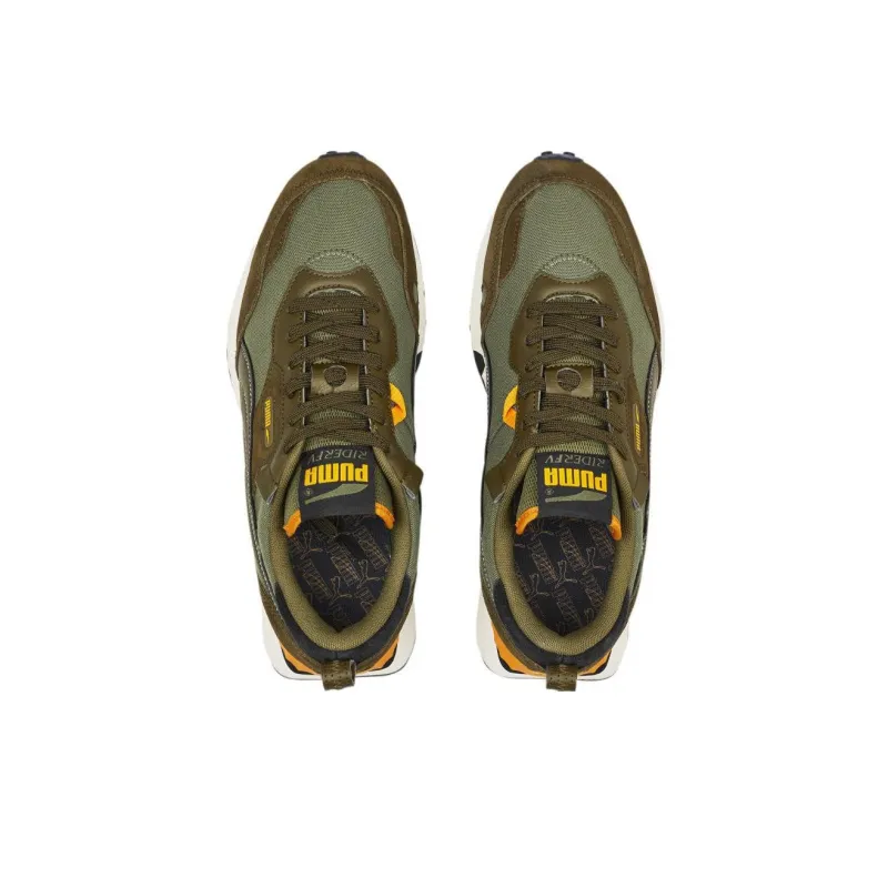 PUMA Rider FV Safari Anti-Slip Wear-Resistant Low-Top Sports Casual Shoes Unisex Green Brown-3