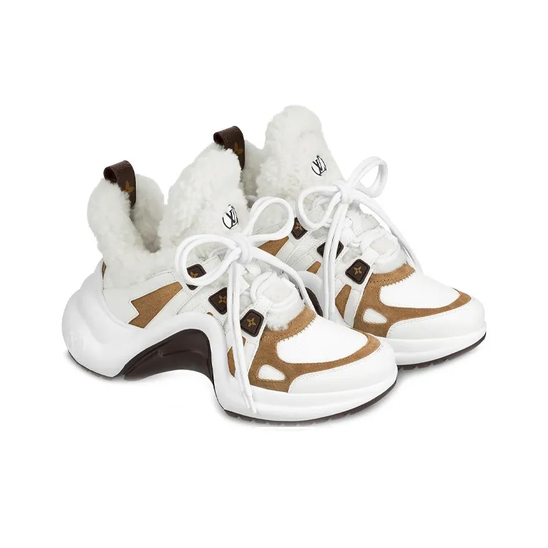 LOUIS VUITTON Lv Archlight Shearling Sneakers 'White Brown' Women's-2