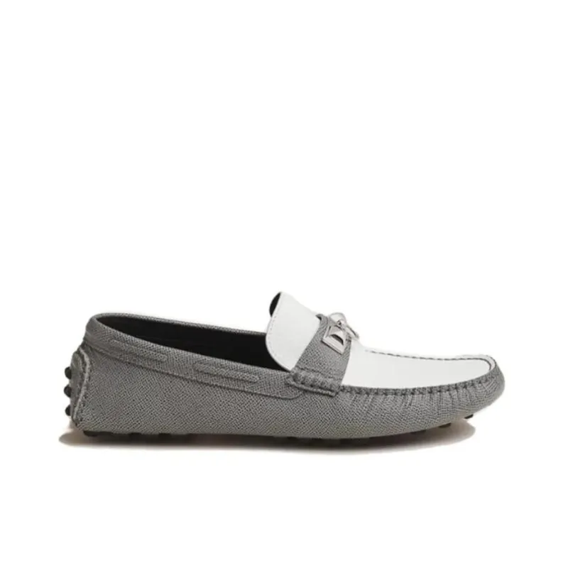 HERMES Irving Loafers Women's Gray White-1
