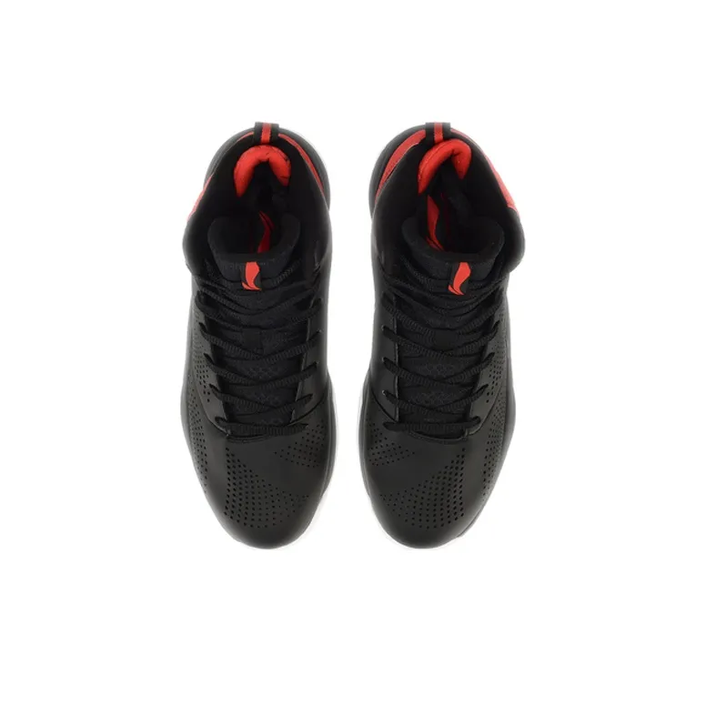 LiNing Magic Cloud Coverage Support High Top Basketball Shoes Men's Black Red Fleece Lined-3