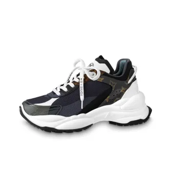 LOUIS VUITTON Run 55 Anti Slip Wear Resistant Low Top Casual Shoes Women's White Gray