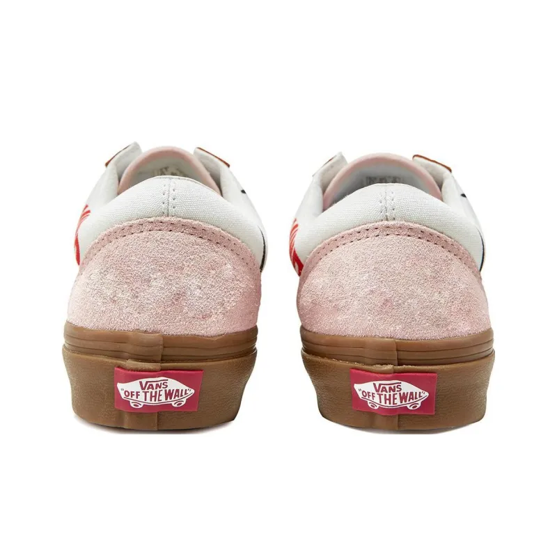 FEVER DOG x Vans Old Skool Anti Slip Wear Resistant Low Top Skateboard Shoes Unisex White Brown Pink-5