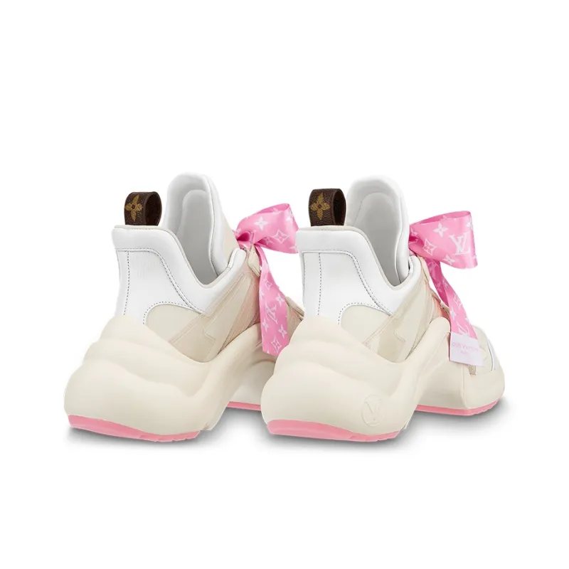 LOUIS VUITTON Archlight 1.0 Sneakers 'Beige With Pink Monogram Ribbon' Women's-2