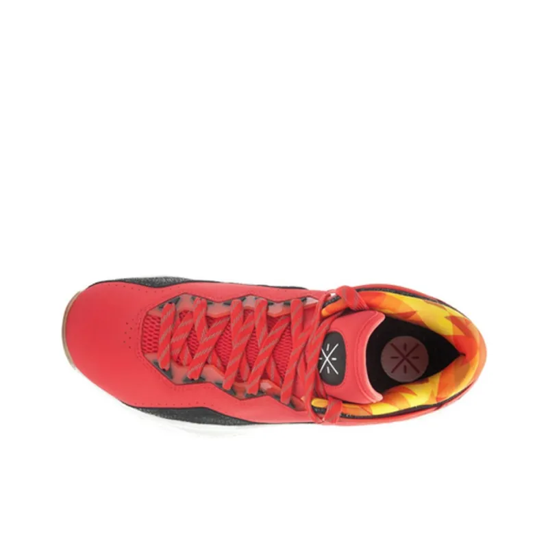 LiNing WOW 3 Non slip Lightweight Mid Top Basketball Shoes Men's Red Black Yellow-2