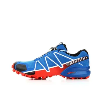 SALOMON Speedcross 4 Abrasion Resistant Low Top Hiking Shoes Men's Blue Red