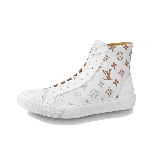 LOUIS VUITTON Tattoo Skateboard Shoes Unisex High-Top White/Brown