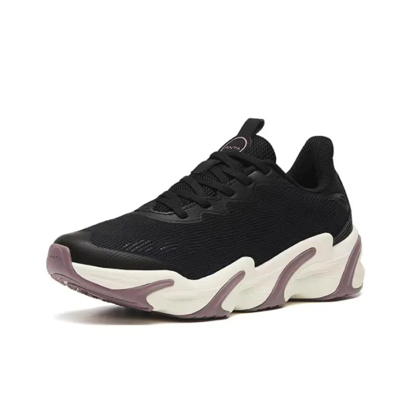 Anta Keep Moving Breathable And Wear resistant Low Top Running Shoes Women's Black Purple-1