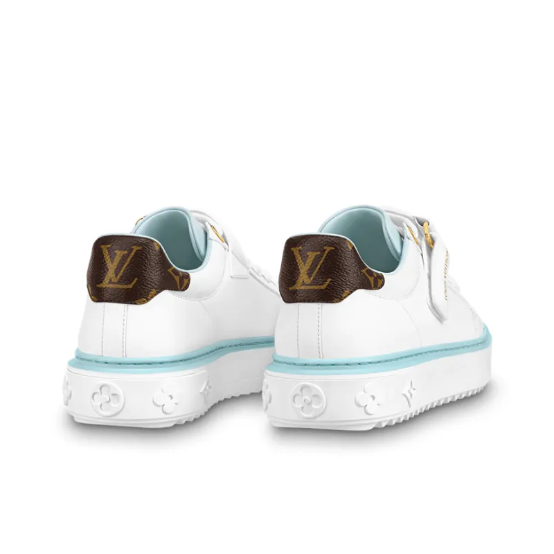 LOUIS VUITTON Time Out Sneakers 'White Blue Brown' Women's-4