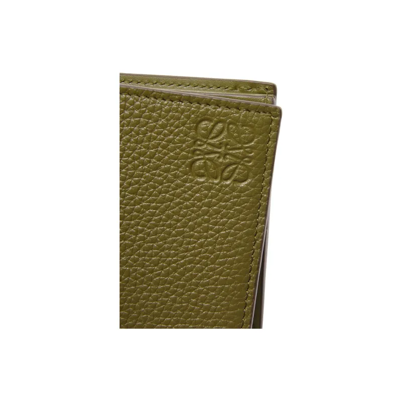 LOEWE Grained Calfskin Wallet Men's Olive Green-4