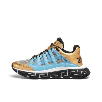 VERSACE Trigreca Slip Resistant Low Top Casual Shoes Men's Blue Gold