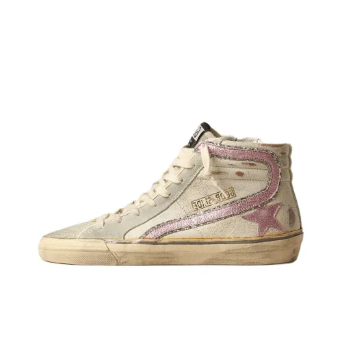 Golden Goose Slide Skateboard Shoes Women's High-Top Beige/Pink