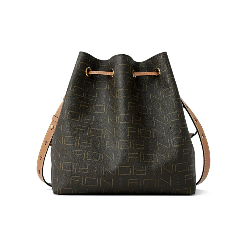 FION Coated Canvas Shoulder Bag Crossbody Bag Regular Women's Coffee/Tea-2