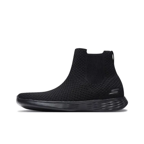 Skechers YOU Define Anti-Slip And Wear-Resistant Breathable High-Top Sports Casual Shoes Women's All Black