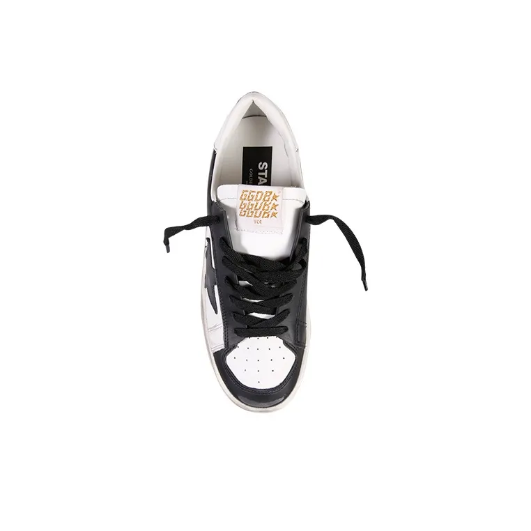 Golden Goose Stardan Stylish Skateboarding Shoes Women's Black White Distressed Style-4