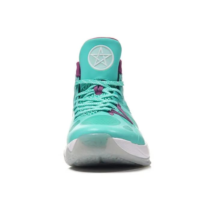 LiNing SONIC 5 Cushioned Slip Resistant Mid Top Basketball Shoes Men's Fluorescent Light Green-2
