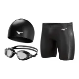 Plano Three-Piece Set[Square Leg Swim Trunks+Swimming Cap+Swim Goggles]