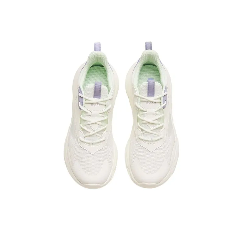 Anta Mianbomb 2 Cushioned Anti Slip And Wear Resistant Lightweight Low Top Running Shoes Women's White Purple-2