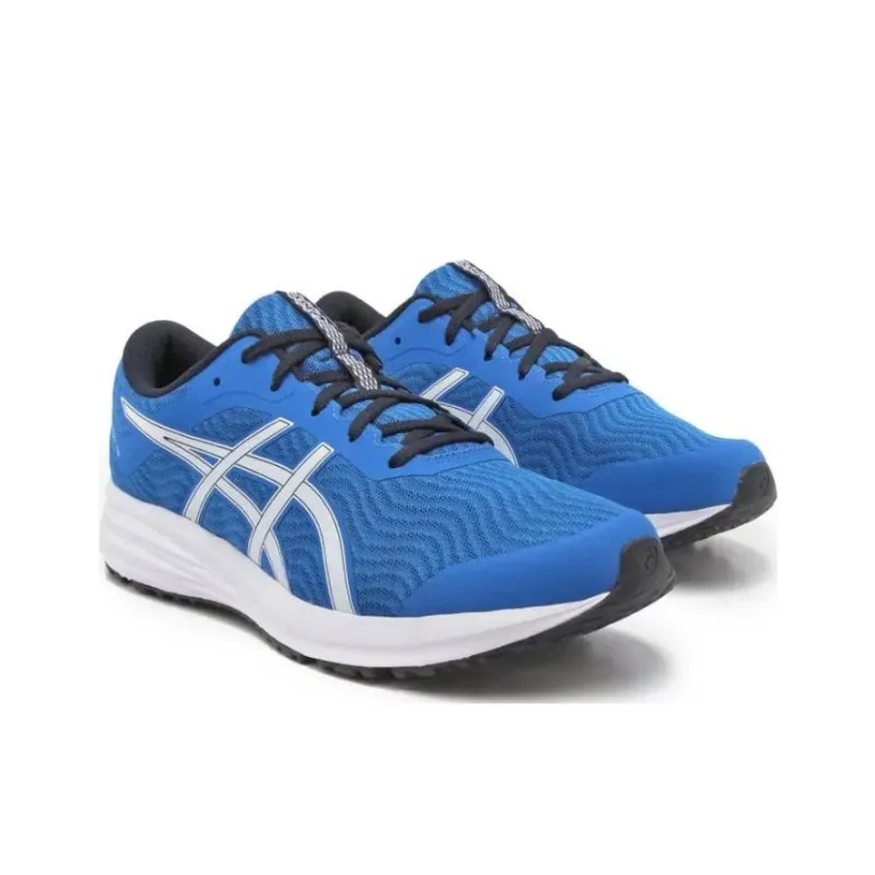Asics Patriot 12 Wear-Resistant Breathable Slip-Resistant Low-Top Running Shoes Blue White-2