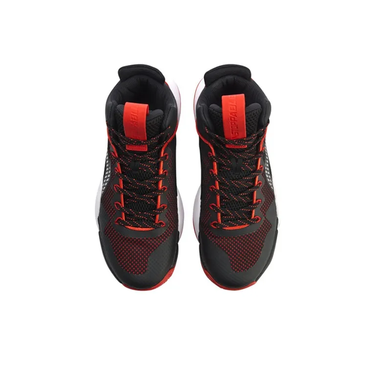 LiNing Power 5 Non slip Lightweight Mid Top Basketball Shoes Men's Black Red-3