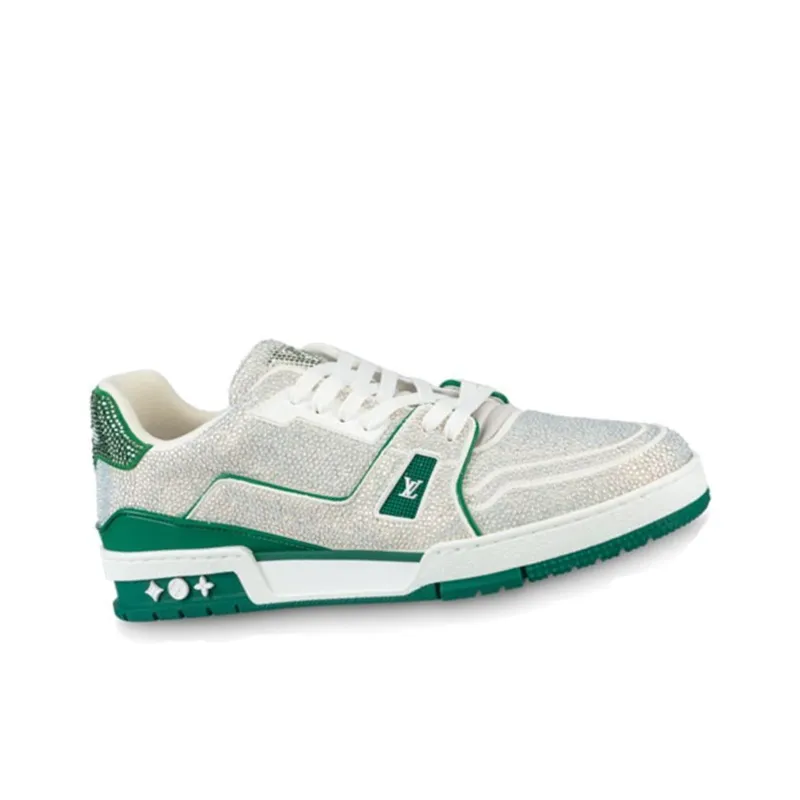 LOUIS VUITTON Trainer Sneakers 'Crystals White And Green'-2