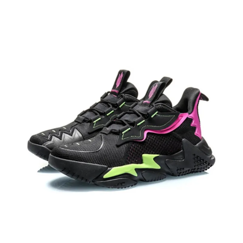 LiNing CF Cushioning Anti-Slip And Wear-Resistant Low-Top Casual Shoes Men's Black Purple-2