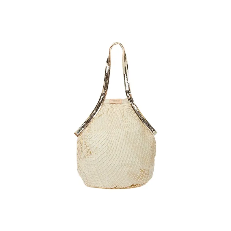 Vanessa Bruno Organic Cotton Flower Handbag, Shoulder Bag Women's Vanilla-0