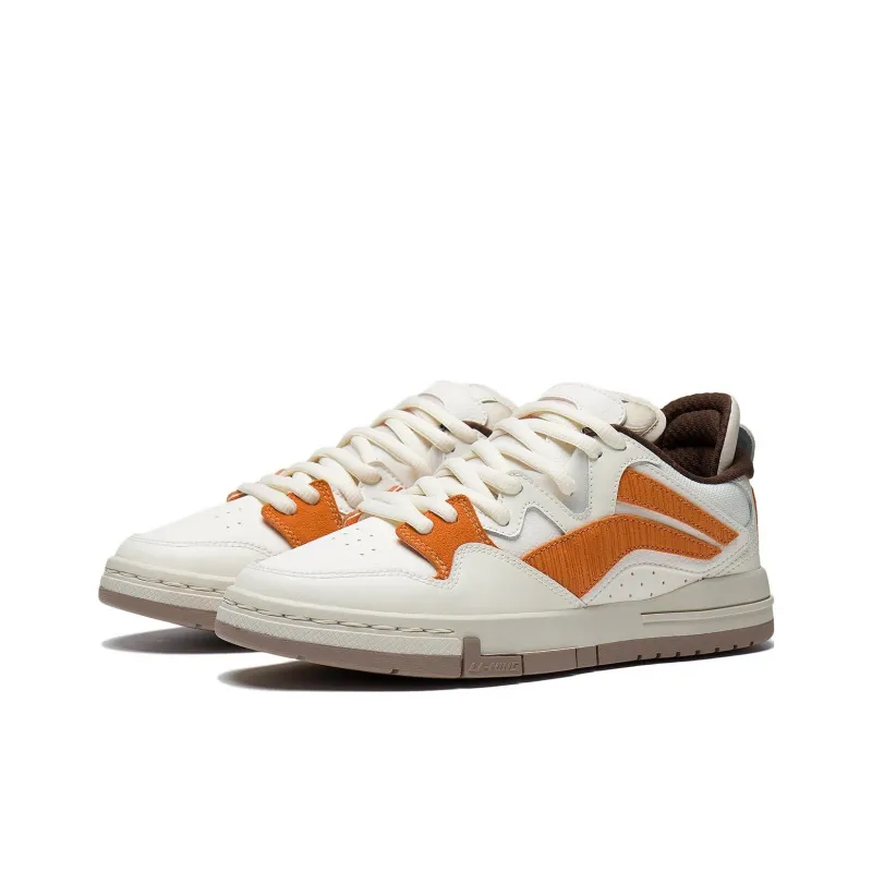LiNing Pro Anti Slip Wear Resistant Low Top Skateboard Shoes Women's White Orange-2