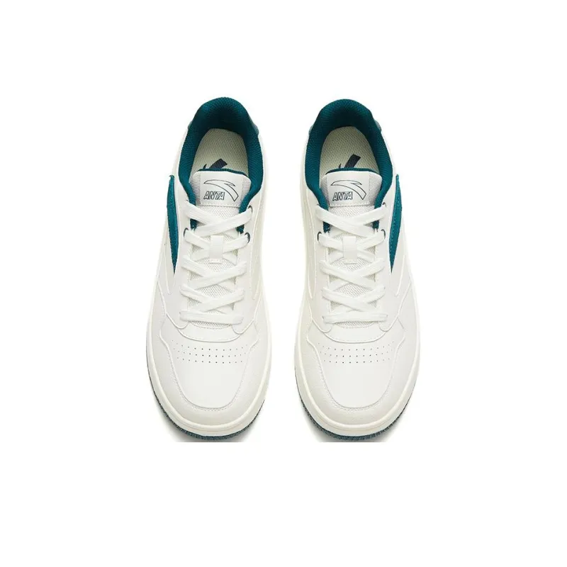 Anta Life Collection 0 Sensitivity Slip Resistant Cushioning Abrasion Resistant Low Top Skateboard Shoes Green White-2