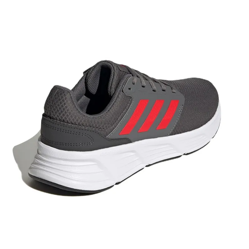 Adidas Galaxy 6 Cushioned Anti-Slip Wear-Resistant Breathable Lightweight Low-Top Running Shoes Men's Gray Red-3