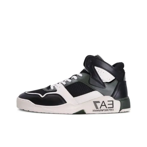 EMPORIO ARMANI EA7 Skateboard Shoes Unisex Mid-Top Black/White Green