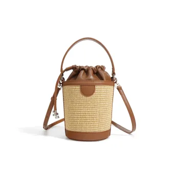 BLAKE FLEETO Sheepskin Bucket Bag, Shoulder Bag, Crossbody Bag, Handbag Regular Women's Caramel/Black