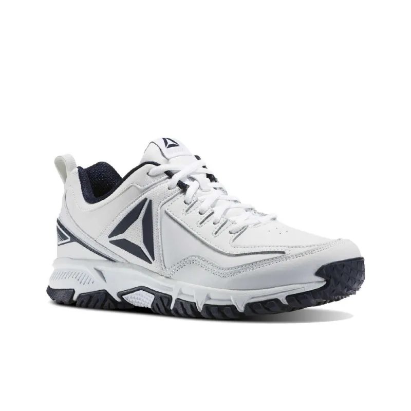 Reebok Ridgerider Leather Wear-Resistant Low-Top Running Shoes Men's White Blue 4E-Width-2