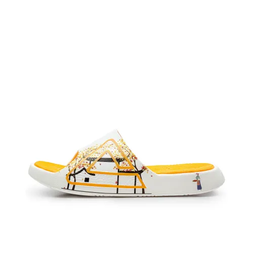 PEAK Tai Ji1.0 Slide Slippers Unisex White/Yellow/Orange